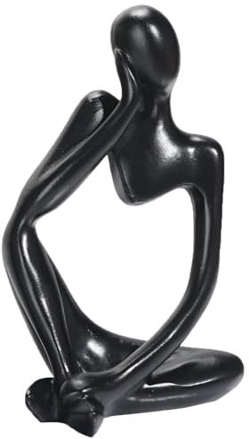 Generisch Escultura moderna decorativa para sala de estar, figura de ratón de biblioteca de resina, arte abstracto, color negro, blanco y dorado, decoración de oficina y estantería (izquierda a negro)