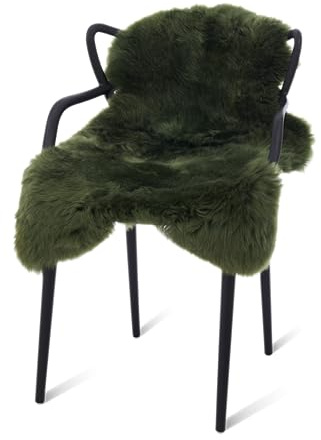 Australian Lammfell Echt Grün 80 x 60 cm, Schaffell Echt Grün, Naturfell | geruchlos, Fell für Stuhl, Lammfell Teppich für das Sofa, Fell, Schaffelle