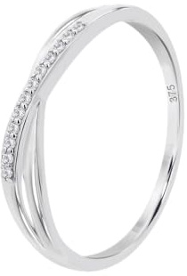 Time RoaD Anillo Mujer Cruzado con Diamantes Oro Blanco 9K de 375 ml