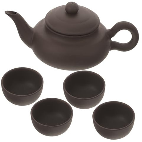 OUNONA Juego de Té de Cerámica, Tetera con Tazas, Portátil de 5 Piezas, 125ml, Resistente al Calor, para Hoteles y Salas de Té