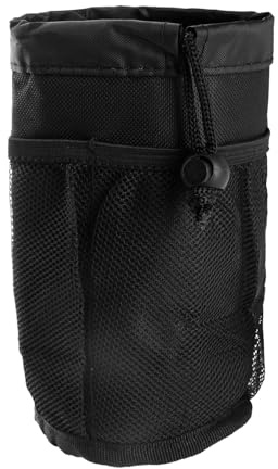 Tabanzhe Bike Cup Holder with Mesh Pockets,Universal Bicycle Handlebar Drink Bottle Holder with Drawstring,Bottle Cage for Mountain Bikes Road Bike Scooters Stroller Wheelchairs