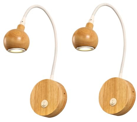 Lampada da Lettura a LED da Parete, Confezione da 2, Applique da Parete Flessibile a Collo D'Oca con Interruttore on/off, faretto da Lettura per testiera Regolabile a 360°, Lampada da Parete da comod