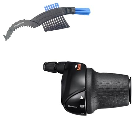 maxxi4you SHIMANO Nexus SL-C6000 Drehgriffschalter 8-Gang Rechts inkl. Schaltzug schwarz inkl Fahrrad Kettenbürste