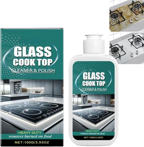 Glass Stove Top Cleaner Polish, Scratch Free Stove Top Scratch Remover, Ceramic Hob Cleaner Spray, Cooktop Heavy Duty Cleaner and Polish, Gentle Formula, Streak-Free Shine (1PC)