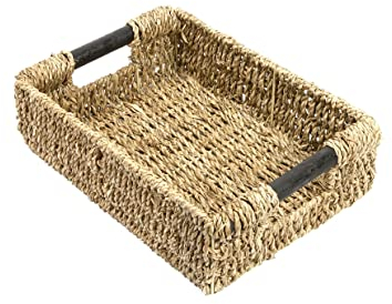 Woodluv Storage Baskets, Storage baskets for Shelves, Storage Box Organiser, Baskets to make hampers With Wood Handles - Small