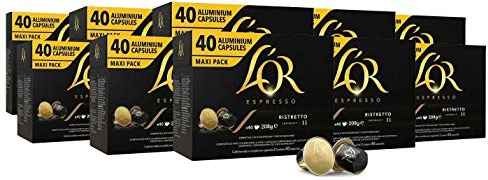 L'OR Espresso Coffee Ristretto Intensity 11 - Cápsulas de café de aluminio compatibles con Nespresso® * - 10 paquetes de 40 cápsulas (400 bebidas)