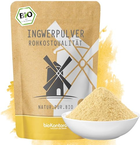 bioKontor – BIO Ingwerpulver 500g – fein gemahlen – Rohkostqualität | Ingwer Pulver aromatisch scharf – deutsche Handabfüllung – Ingwer gemahlen – Ingwerwurzel Pulver vielseitig verwendbar