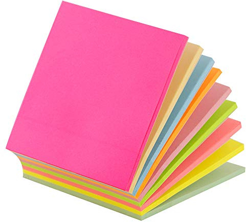 D.RECT 110516 Haftnotizwürfel Haftnotizzettel Zettelblock bunt sortiert in 75x75mm 9x25 Blatt Magic Neon