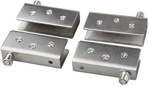 4er-Pack Glastürscharniere 90 ° drehbar, Glas ohne Bohren, Edelstahl, passend für 8-10 mm Glas