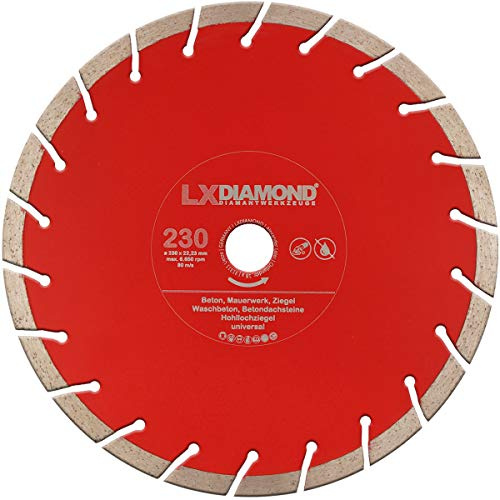 LXDIAMOND Diamant-Trennscheibe 230mm x 22,23mm PROFI Diamantscheibe Beton Stein Mauerwerk Ziegel Waschbeton für Winkelschleifer 230 mm