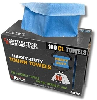 CE TOOLS Tough Shop Towels – Heavy Duty Blue Paper Towels, 125 Sheets, 9x16.75 – Durable Garage, Auto, Mechanic, Construction & Cleaning Wipes.