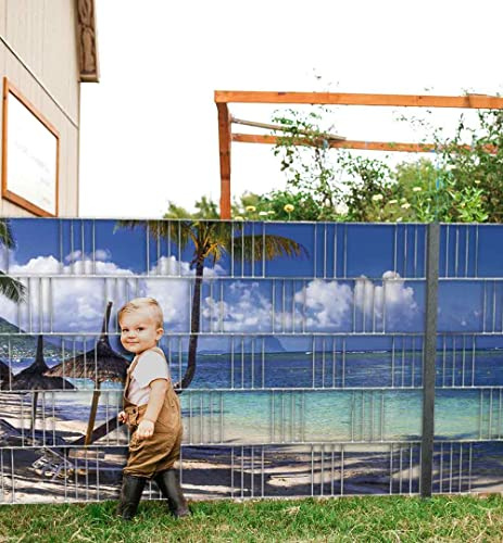 MyMaxxi Infinity Zaunsichtschutz | Strand 03 Teil2 Motiv 5 Streifen | Sichtschutzstreifen für Doppelstabmattenzaun | Windschutz Sonnenschutz Blickdicht | Sichtschutz Garten | Sichtschutz