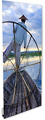 ILO/Radiatore elettrico radiante da parete / 500 W / +28 motivi, design unico/extra piatto vetro temperato / IP44 / orientamento verticale/programmabile, ecologico, silenzioso/made in France/pescatore