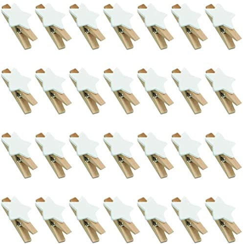 Voarge 100 Stück Sternen Wäscheklammer Holz, Deko klammern Handwerk Clips - Weihnachten Holzklammern zum Foto Kleine Handwerk klammern für Weihnachten Party Dekoration Hochzeit Sternen