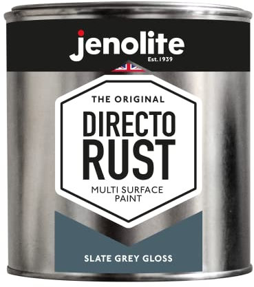 JENOLITE Directorust Slate Grey Gloss - Multi Surface Paint - For Use On Wood, Metal, Plastic, Ceramic & Rusted Surfaces - 1 Litre (RAL 7031)