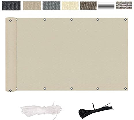 Brise Vue Blanc 95x400cm, Brise Vue pour Balcon Appartement, éviter Les Regard indiscret avec Attaches de câble et Corde