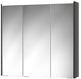 Sieper Spegelskåp KHX med LED-belysning 80 cm brett, badrumsspegelskåp av MDF, med uttag | antracit
