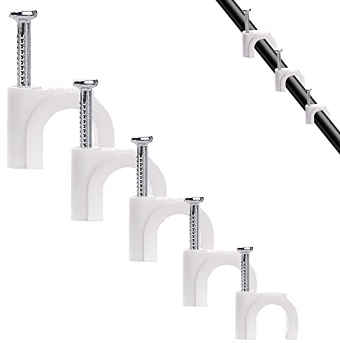 500 Stück Kabelschelle Nagelschelle Weiß Kabelklemmen Nagel Kabelclips Kabelhalter Kabel Befestigungen Wand 4 mm, 6 mm, 7 mm, 8 mm, 10 mm