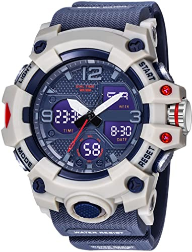 findtime Digitale Armbanduhr Herren Militär Sportuhr Analog Digitaluhr 5ATM Wasserdicht Outdoor Uhr mit Licht Alarm Kalender Stoppuhr für Männer Jungen Groß