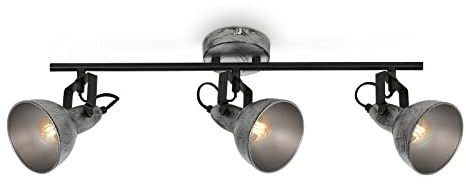 BRILONER - Spot de plafond vintage, lampe de plafond orientable rétro, plafonnier, 3x E14 douille, Silver-Crafted, 555x100x180 mm