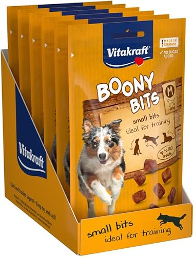 Vitakraft Boony Bits M, Hundeleckerli, Hundesnack mit Geflügelfleisch, Hunde Trainingsleckerli, ohne Zusatz von Zucker (6x 120g)