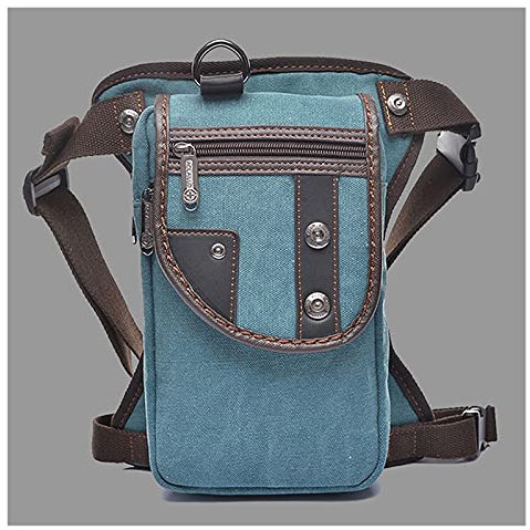Motorrad Gürteltasche Motorradfahrer Nylon/Leinwand-Taille Pack Bum-Oberschenkel-Tasche for Männer/Messenger Crossbody Fanny-Pack-Hüftgürtel Drop-Bein Hüfttasche (Color : Light Blue)