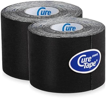 CureTape® Kinesiotapes | 2 Kinesiologie Tape Rollen | Wasserfestes & Latexfreies Kinesiotape | Hautfreundliches Physio Tape | Sporttape für Verletzungen & Beschwerden | Vorteilsset | 5cm x 5m, Schwarz