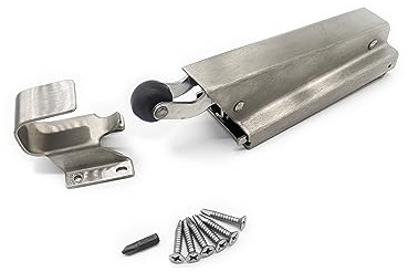 Component Hardware W94 - Chiudiporta idraulico a scomparsa in acciaio inox satinato con gancio e kit di hardware