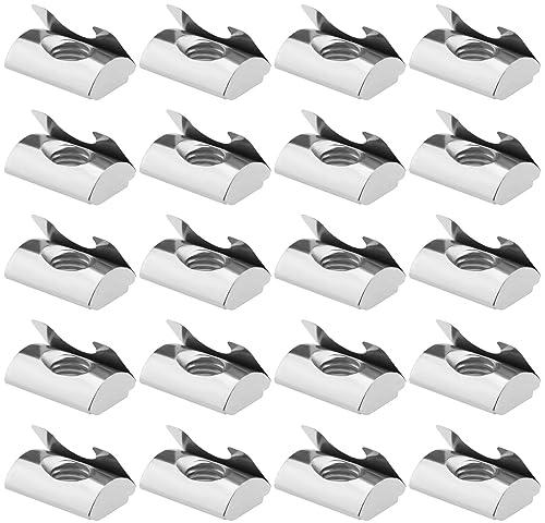 VGOL 50 Stück T-Nutenstein mit Federblech für Aluminiumprofile der Europäischen Norm 2020 M5 Innengewinde 6mm Nuttiefe Kohlenstoffstahl
