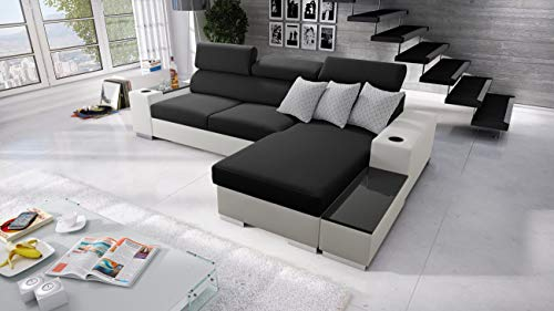Best For Home Pete I Mini Ecksofa mit schlaffunktion und bettkasten - die perfekte Lösung für Ihr Wohnzimmer - Sofa l Form - Couch l Form - eckcouch