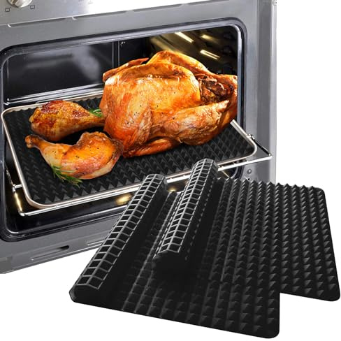 Silicone Baking Mat Sheets for Oven Mats Cooking Pan 16x11 6.7x6.7 2 Pack Non-Stickfor Oven Grilling BBQ (2 Pack Black 16x11)