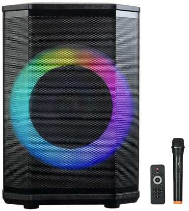 Supersonic IQ Sound IQ-6708DJBT Portable Bluetooth Speaker- Unleash Powerful Sound, Dazzling Light Show, Tiltable Audio Enhancement, USB/SD/AUX Input, TWS, and FM Radio (8 inch)