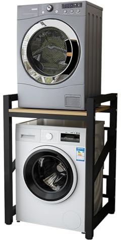 WABMJGW Washer Dryer Stand Stacking Kit,Drum Washing Machine Cabinet Storage Rack,Height Adjustable Washer Storage Rack Unit,4cm Thick Steel Frame,Non-Slip Feet,E-73x63x105cm