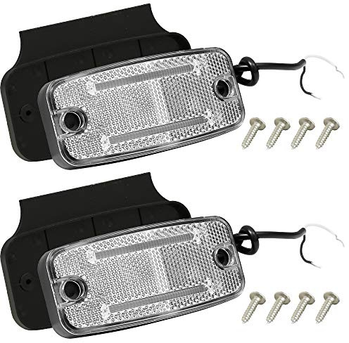 DARKGUARD 2 X LED Seitenmarkierungsleuchten 12V/24V, Front Positionsleuchten Markierungslicht, Seitenmarkierungslichter für Anhänger LKW Auto | Weiß IP67 Wasserdicht ECE Zertifiziert