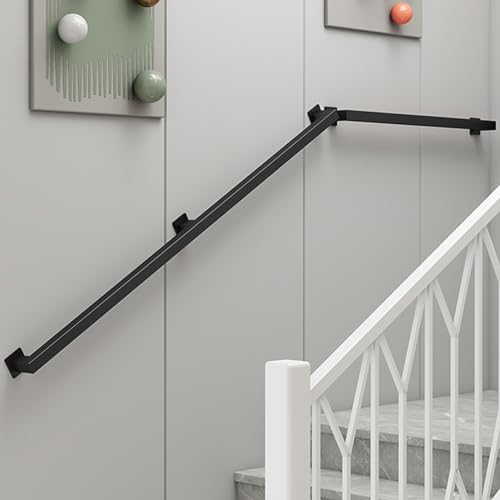 Holz Handlauf Treppengeländer Handläu fer Treppe Treppenhandlauf Aussen Innen Geländer für Treppe Wandhandlauf Schwarz Schmiedeeisen Handlauf für ältere Kinder (30CM)