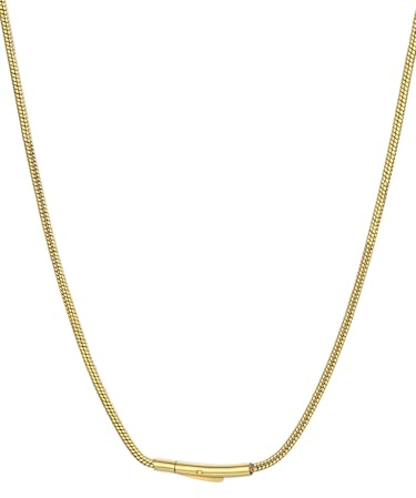 FOCALOOK Snake Chain Necklace for Women Men, 2mm Thin Chains 16-30, Stainless Steel Silver/Gold/Black Herringbone Necklaces, Durable Waterproof Jewellery for Layering or Pendant (With Gift Box)