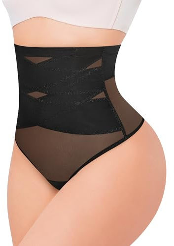 KUMAYES Gainante Amincissante Ventre Plat String Invisible Taille Haute Culotte Sculptantes Femme Body Shaper Shapewear Tanga (Noir, L)