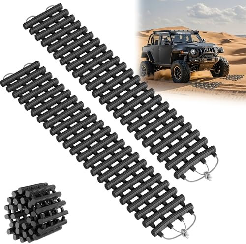 UISEBRT 2er-Set Auto Anfahrhilfe 100 x 21 cm Traktionshilfe Schwerlast Gummi Anfahrtshilfe Set Traktionsmatte mit Tragetasche Schwarz Wohnmobil Sandbleche für KFZ Auto Winter