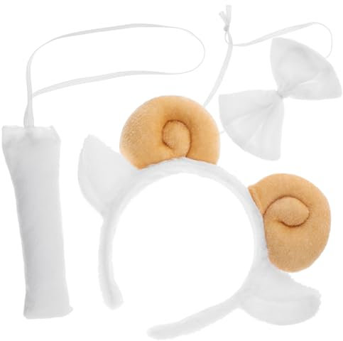 Ipetboom 1 Set Lamm Stirnband Schafohren Stirnband Katzenmasken Katzenschwanz Halloween Kostüm Lammohren Stirnband Hundemaske Tiermaske Halloween Masken Anzug Lammohren Kostüm