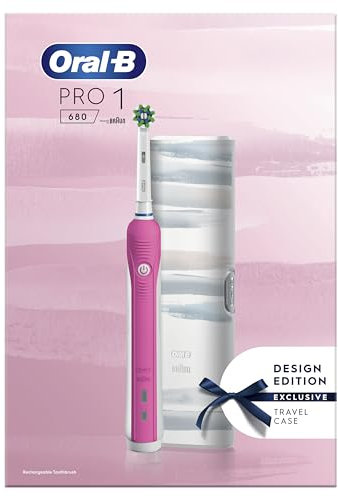Oral-B Pro 1 680 Electric Toothbrush Design Edition Rechargeable Pink with White case