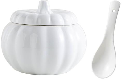 HOLIDYOYO Set di 1 Ciotola in Ceramica per Stufato con Cucchiaio Ciotola per Zuppa di Contenitore per Alimenti per Ristorante