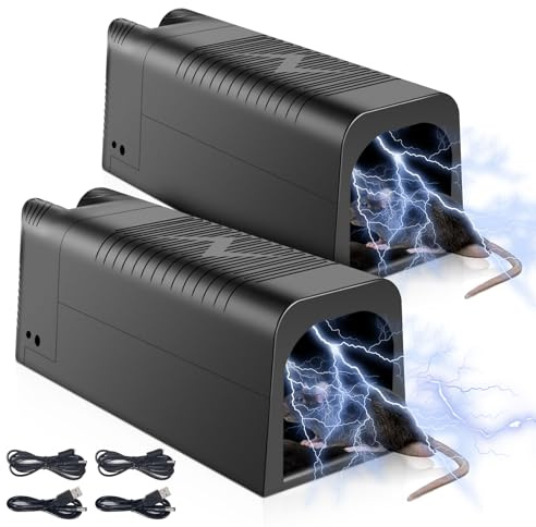 2 Pack Electric Mouse Trap Zapper Mice Traps for House Indoor Kill,Rechargeable Electric Rat Trap,No Touch and Reusable Mouse Traps Indoor for Home Rodent Control for Apartment Attic Garage Use