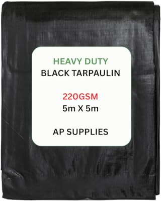 AP Supplies Black/Silver Tarpaulin 220gsm, 5m x 5m