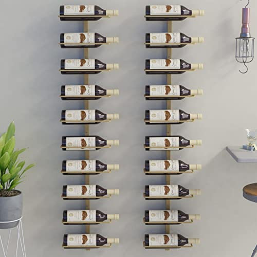 Gecheer Wand-Weinregale für 10 Flaschen 2 STK. Golden Metall, Flaschenregal Weinständer Weinschrank Flaschenständer Weinflaschenregal/ 340907