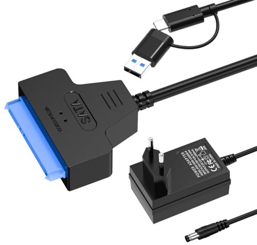 Mellbree SATA zu USB 3.0 Adapter，2-in-1 USB & Type-C Design |Unterstützt 2,5” & 3,5” Festplatten SSD/HDD| Schnelle Datenübertragung, kompatibel mit Windows, Mac und Linux Betriebssystemen