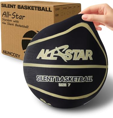 ALLINCOZY Covered Silent Basketball, Fabric Cover Soft Foam Airless Basketball, High Bounce, Noise-Free Training Ball, Gifts Packaging, Safe for Indoor Activities
