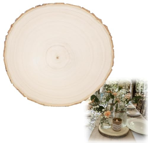 30-35 CM Holzscheiben Durchmesser, Holzplatte Rund Baumscheiben, 1,5cm Dicke Holzscheibe für Hochzeit Tischdeko, Weihnachten Dekoration, Basteln Weihnachten Ornamente DIY Handwerk - 1 Stück