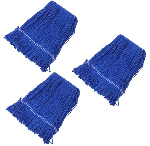 FOMIYES Cabezal de Repuesto 3 Piezas Compatible Diadema para Trapeador de Cuerdas de Algodón Azul Adecuado para Limpieza en Espacios Industriales y Residenciales