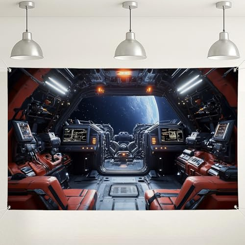 Toile de fond futuriste pour intérieur de vaisseau spatial, science-fiction, décoration murale, fond de photographie sur le thème de la galaxie pour événements, cosplay et fêtes spatiales, 180 x 109