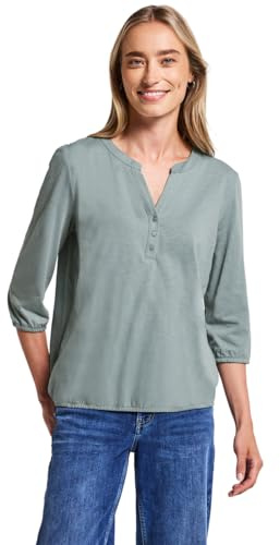 Damen Split Neck Jersey-Shirt